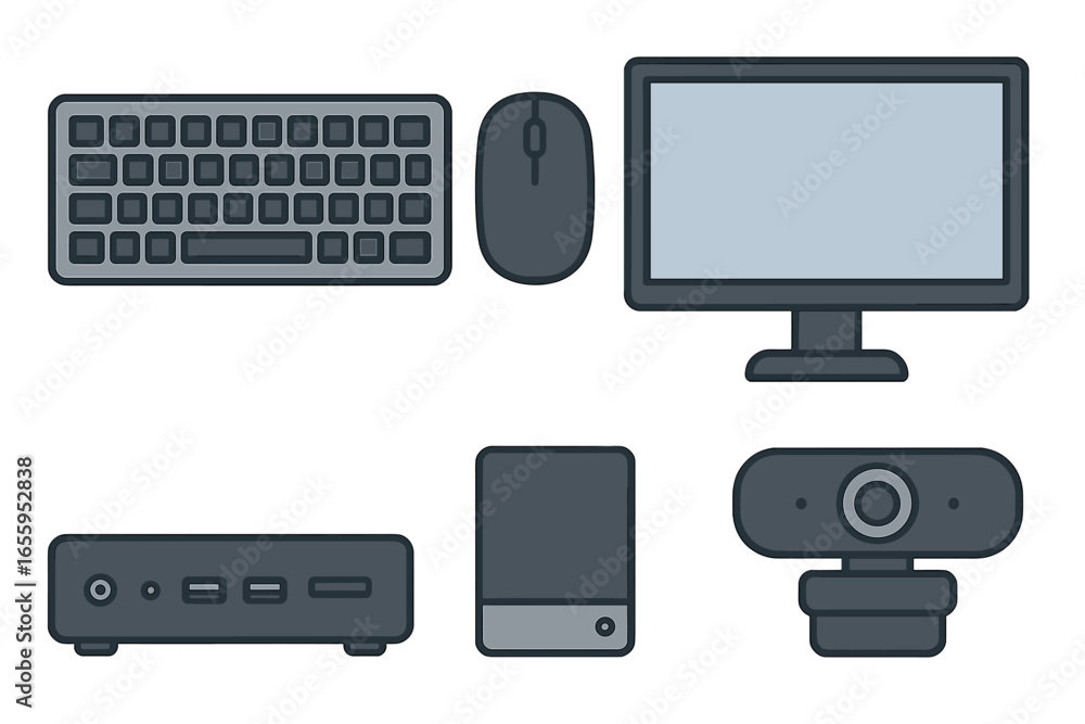 Poster Vector art of a keyboard and monitor setup