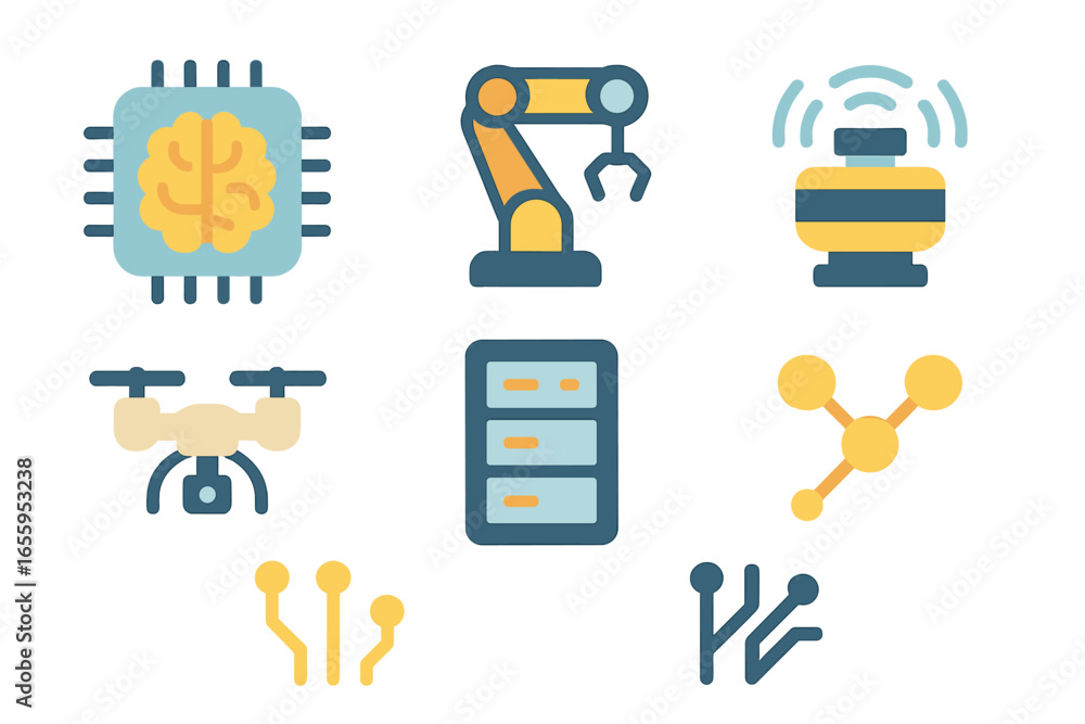 Poster vector illustration of robotics and technology concepts in design