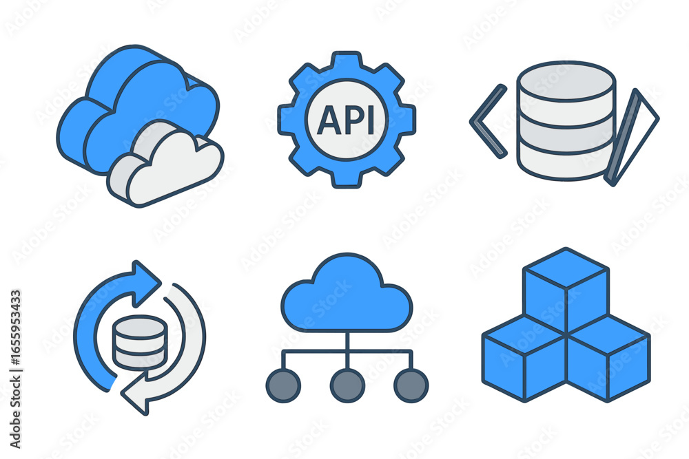 Poster cloud icons for data management and api features