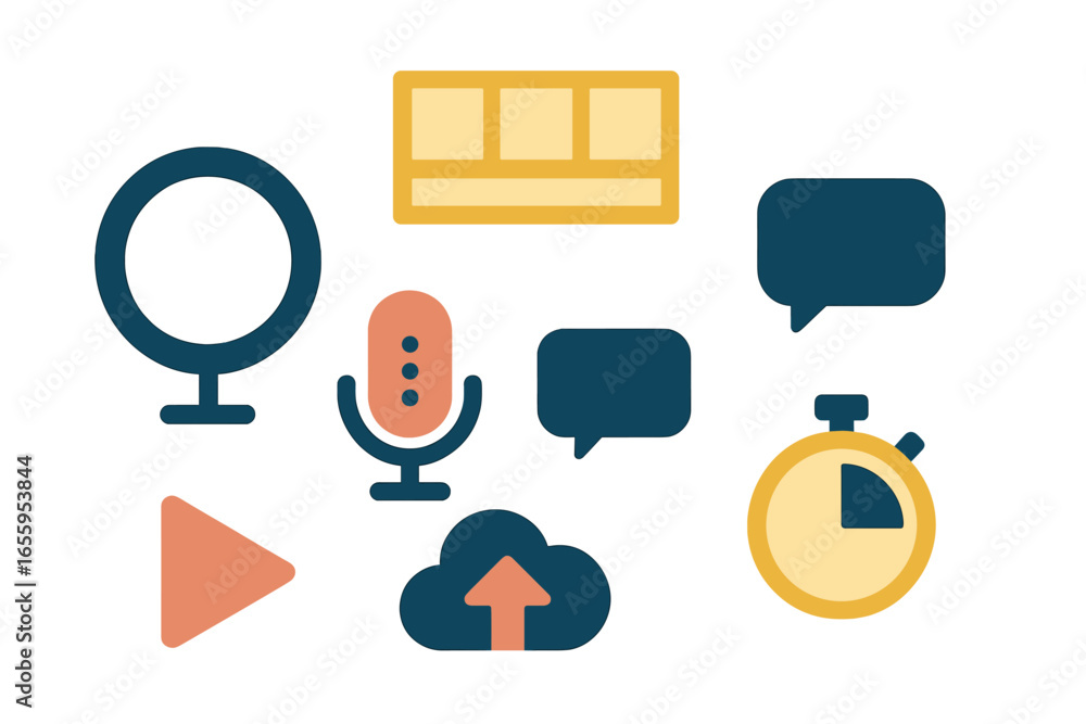 Poster vector icons representing various digital communication elements