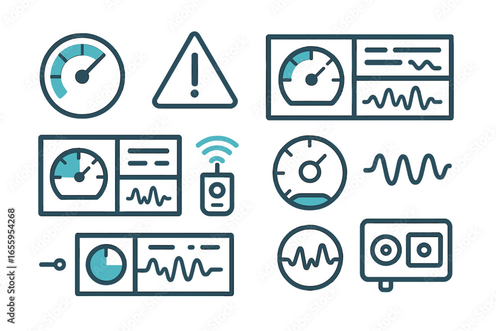Poster vector icons for data visualization and monitoring