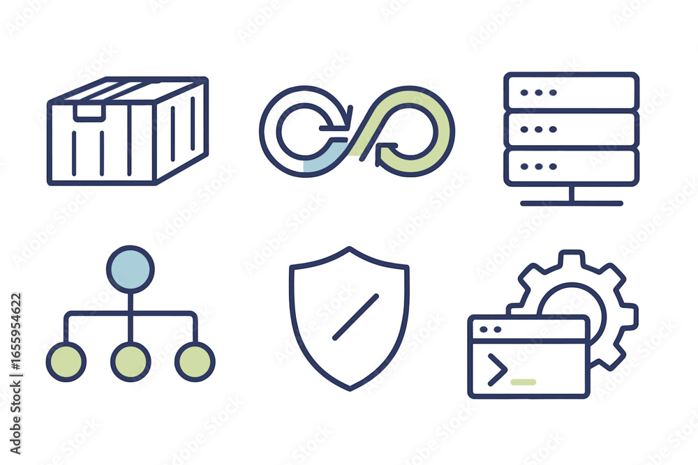 Poster vector art of data management tools and concepts