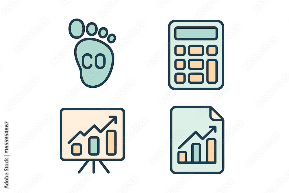 Poster footprint and calculators in vector style for environmental analysis