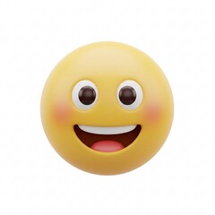 Fototapeta premium A bright yellow emoji with a wide smile and open eyes,
