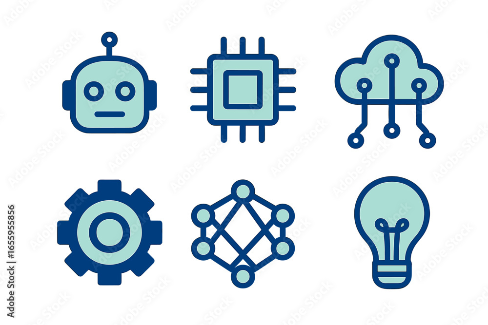 Aufkleber digital technology icons for innovation and automation concepts