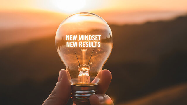 New mindset new results lightbulb concept