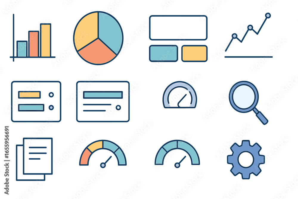 Poster business analytics and data visualization vector illustration