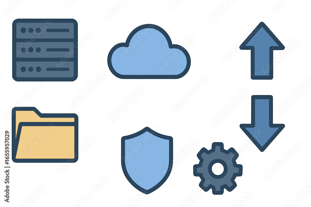 Poster digital storage and security concepts illustrated in vector style