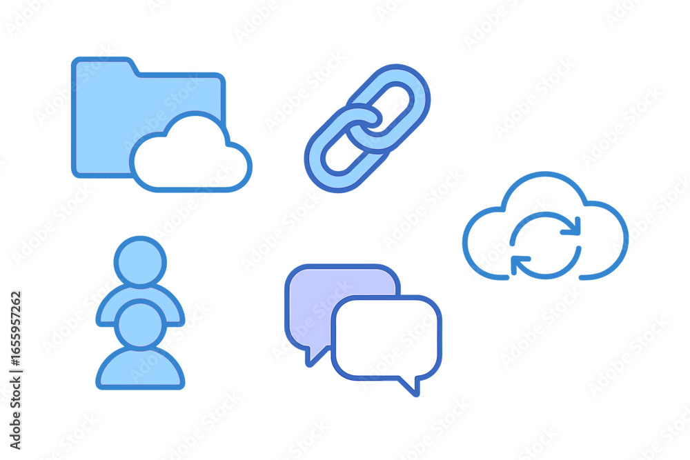 Poster cloud computing icons for file sharing and communication concepts