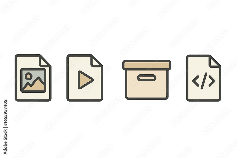 Poster vector illustration of various file types in a minimal design