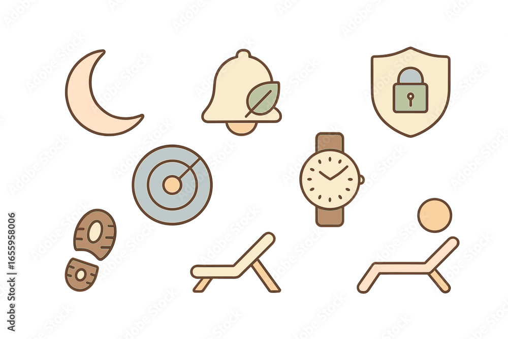 Poster Vector illustration of various symbols and icons for time and security