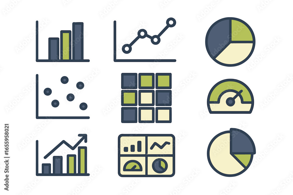 Poster vector illustration of data visualization elements for presentations
