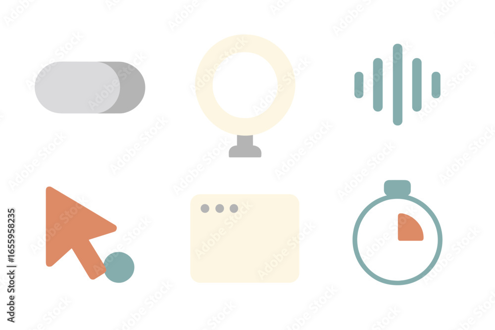 Poster modern vector icons representing digital tools and functions