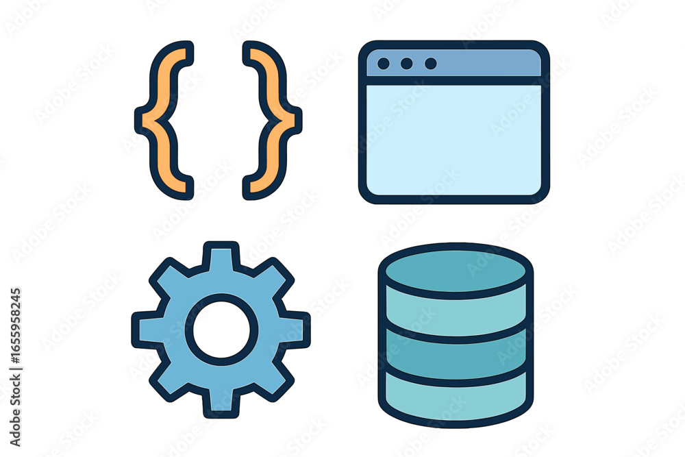 Poster vector art of coding symbols for web design
