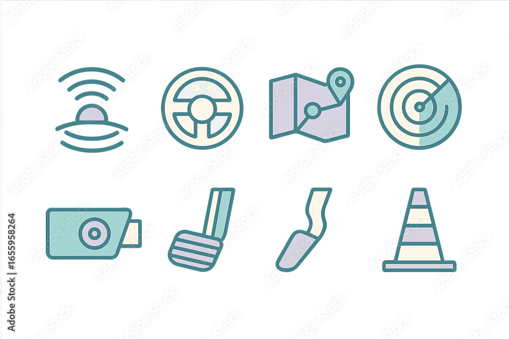 Aufkleber vector icons for navigation and tracking tools