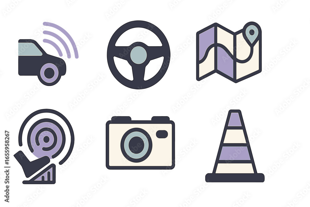 Poster traffic symbols and navigation elements vector illustration