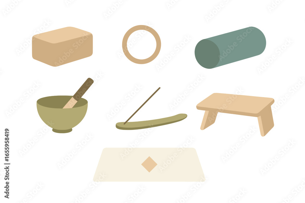 Poster Minimalist vector illustration of various shapes and objects