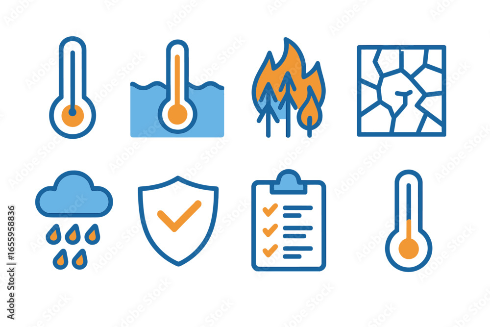 Poster vector art of temperature scales and weather for slides