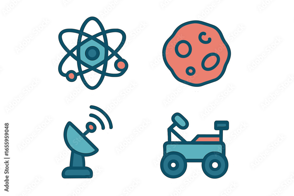 Poster exploring space concepts with unique vector illustrations