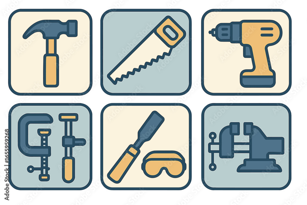 Poster essential tools for diy projects in a vector illustration style