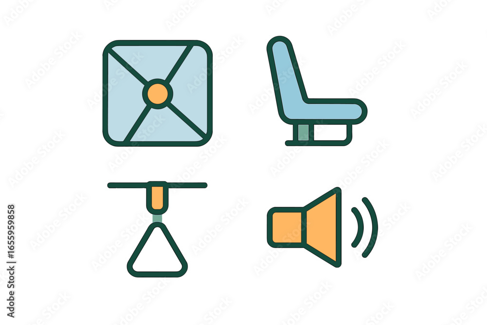 Poster design elements for a modern workspace and audio setup