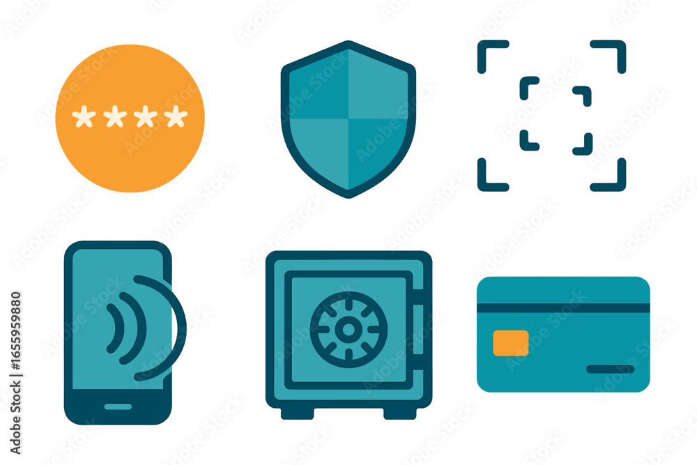Poster secure digital transactions with safe payment symbols and icons