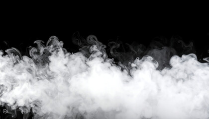 Abstract White Smoke Cloud on Black Background: Ethereal, Moody, Textured, Dramatic, Swirling Vapor for Design Elements,  Backgrounds, and Overlay Effects.