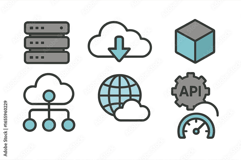 Poster vector art of cloud computing and data management ideas