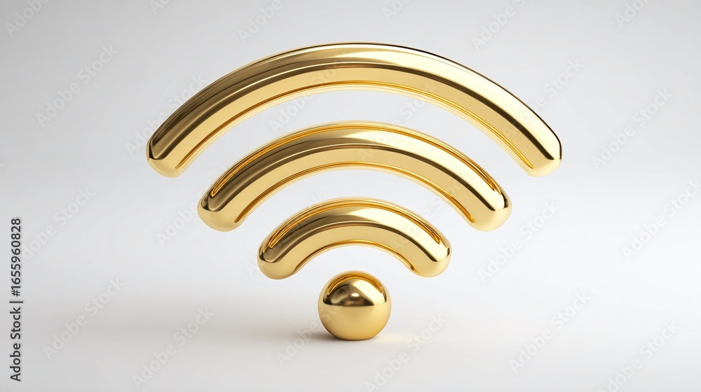 Poster golden wireless connection icon. abstract representation of a wireless connection with a shiny, smoo