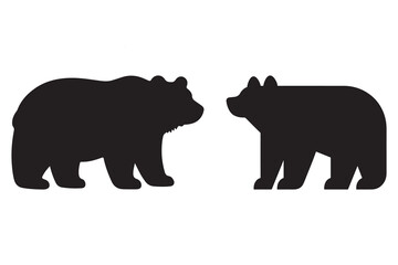Black bear Silhouette set Vector, Wild Animal Icon for Nature, Wildlife and Outdoor Designs