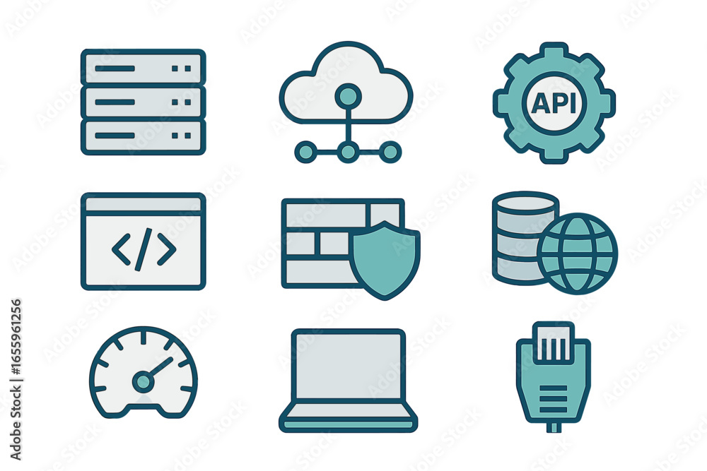 Aufkleber modern technology vector icons for digital services and computing