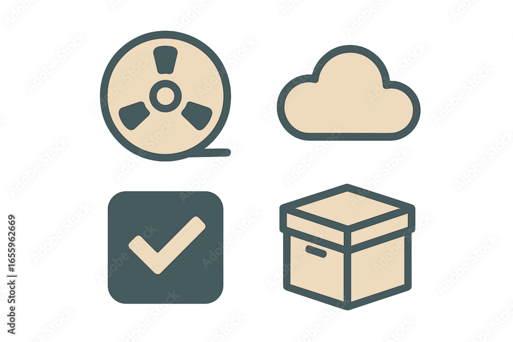 Poster vector art of multimedia storage and data symbols