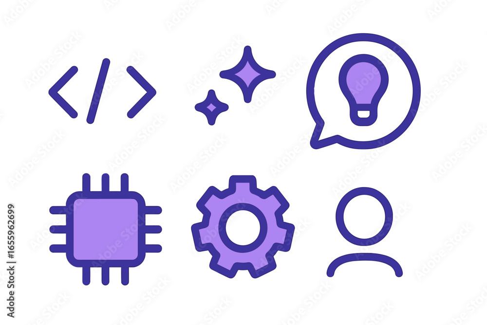 Poster tech icons illustration for coding and creativity