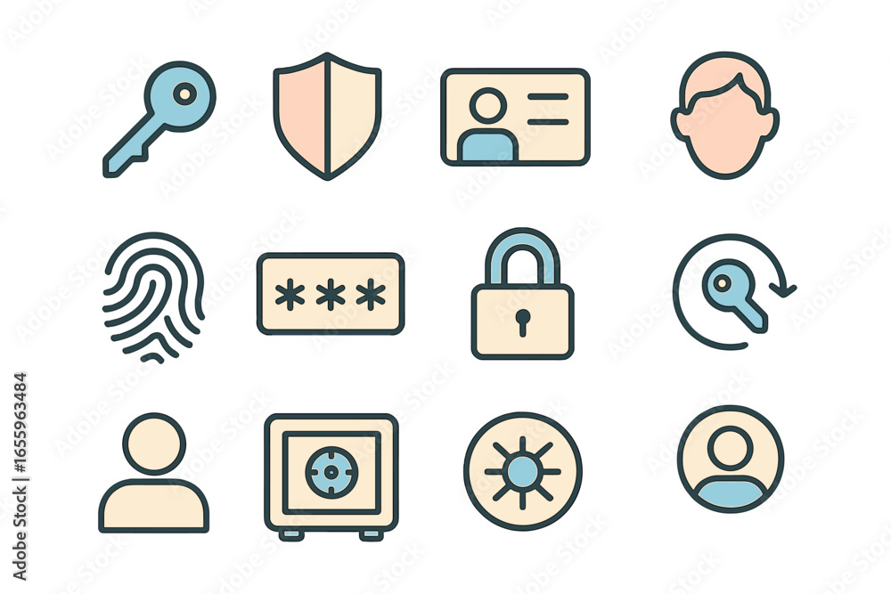 Poster secure access and identity management icons for digital safety