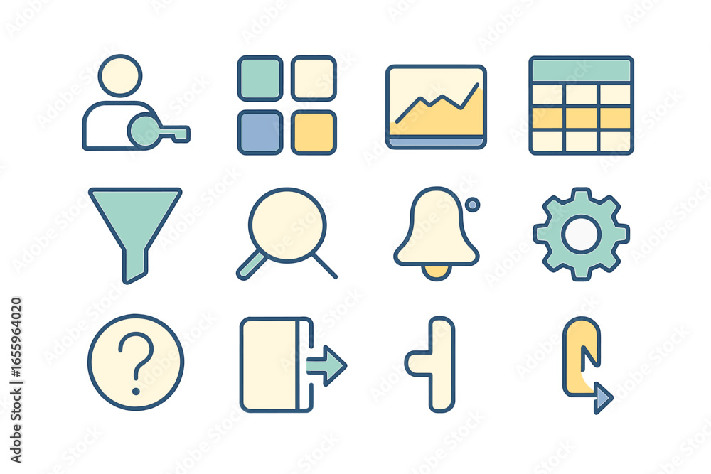 Poster collection of vector icons for digital interface design projects
