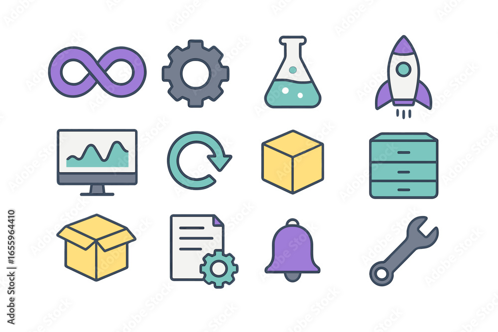 Poster Flat design vector icons for tech and science concepts