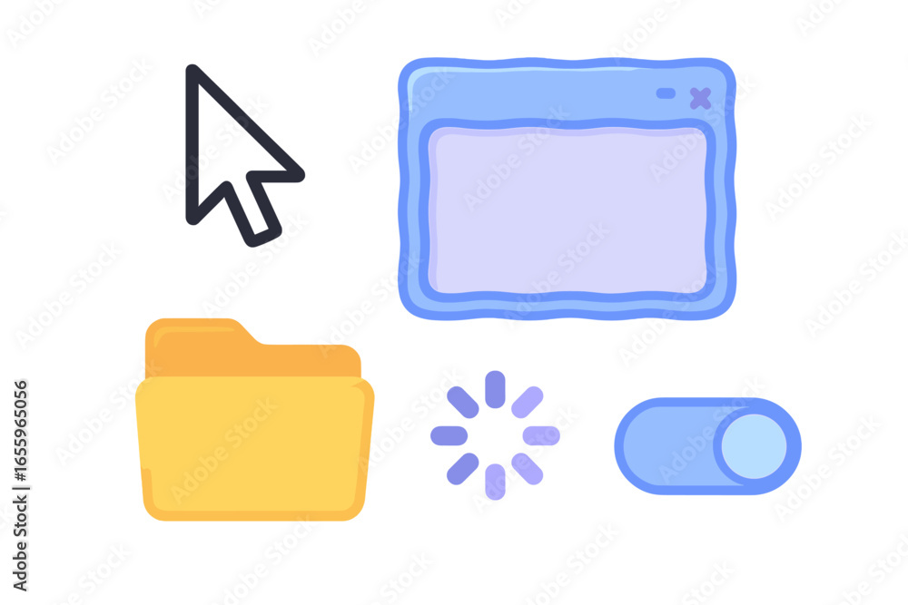 Poster vector illustration of digital interface elements for user interaction