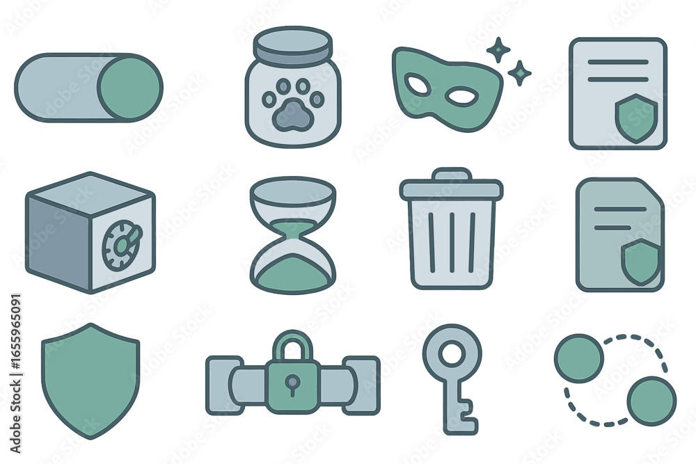 Poster various vector icons representing security and protection concepts