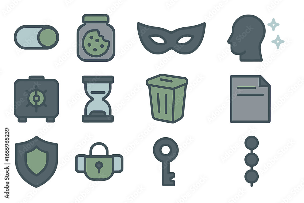 Poster vector art of objects symbolizing mystery and security