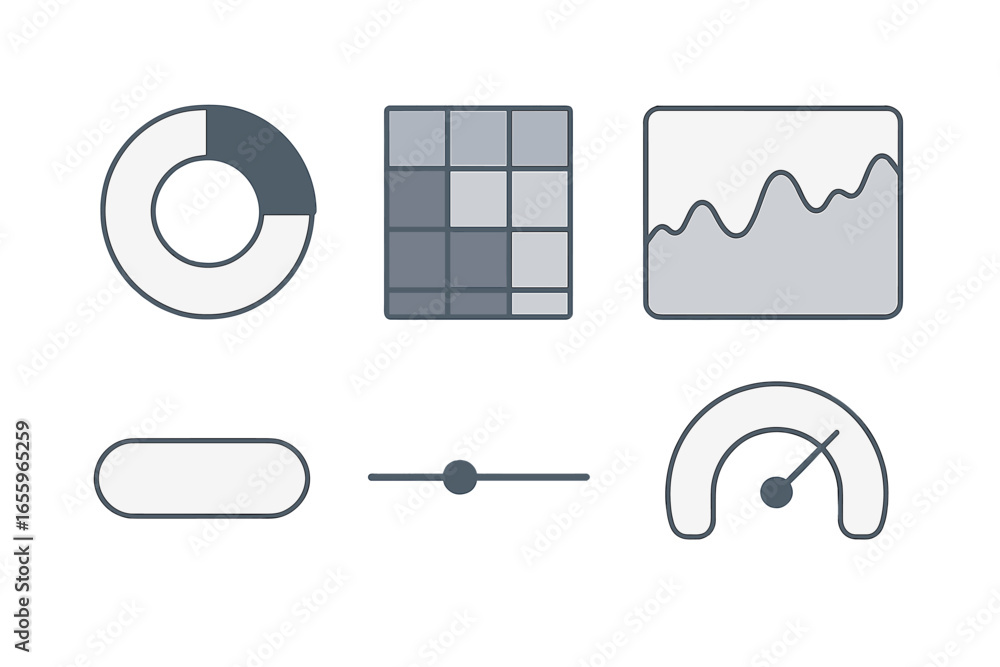 Poster vector graphics of diverse data visualization elements