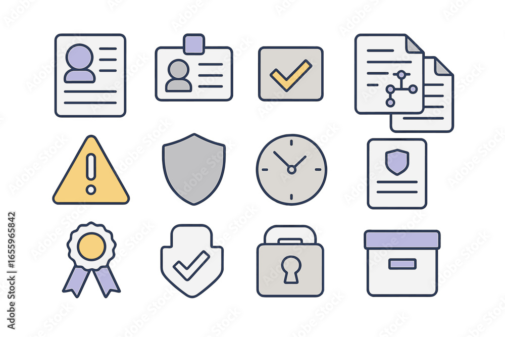Poster modern office icons for documentation and security vector art