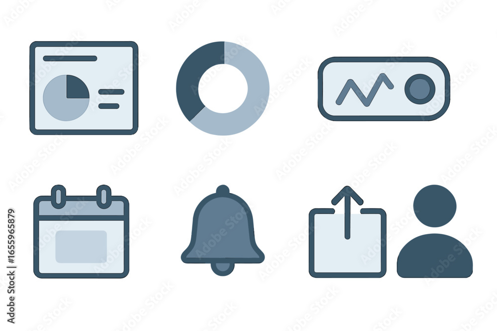 Aufkleber vector illustration of data and notification icons for digital design