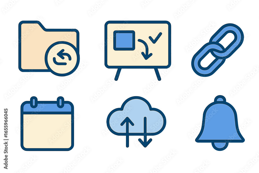 Poster vector illustration of data management icons for user interface design