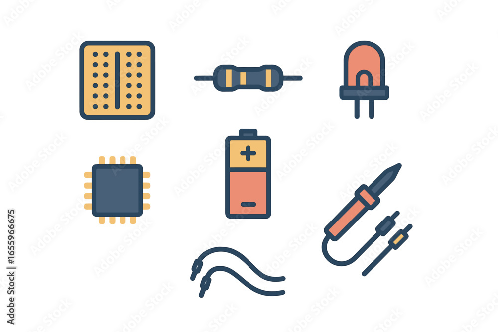 Poster modern electronics components in vector illustration format