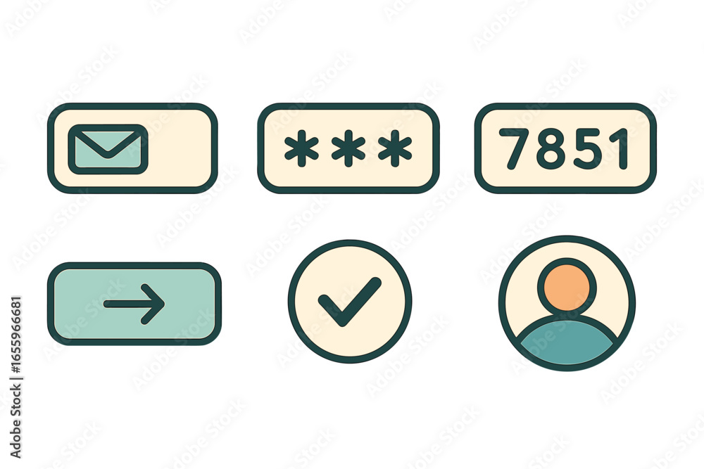 Poster vector illustration of user interface elements for digital security
