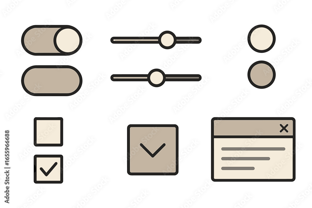 Aufkleber user interface elements designed in vector style for digital projects
