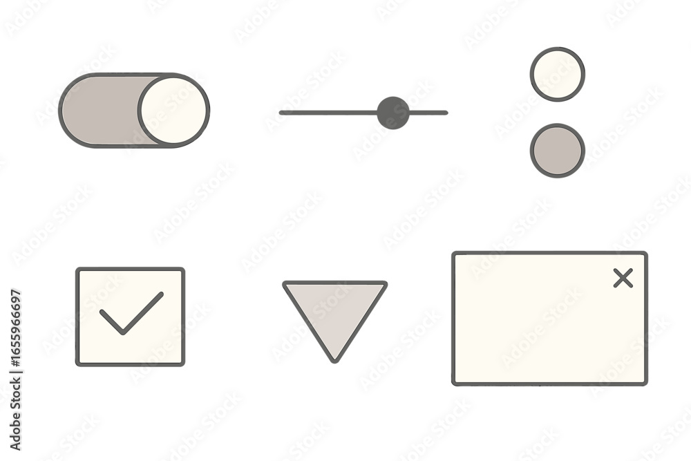 Poster vector illustration of various user interface elements isolated