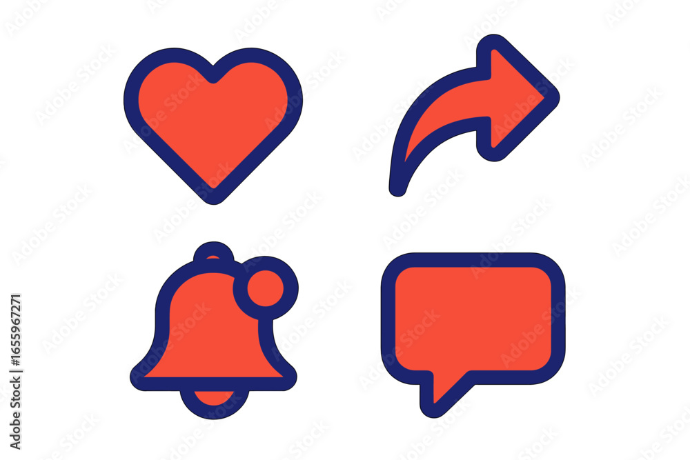 Poster colorful vector icons of social media actions and notifications