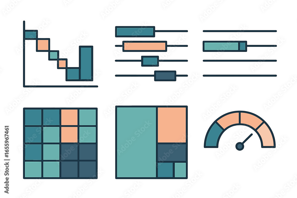 Poster modern vector illustrations of data visualization elements