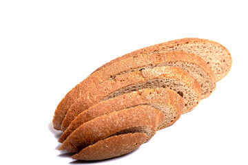 rye bread isolated on white background,